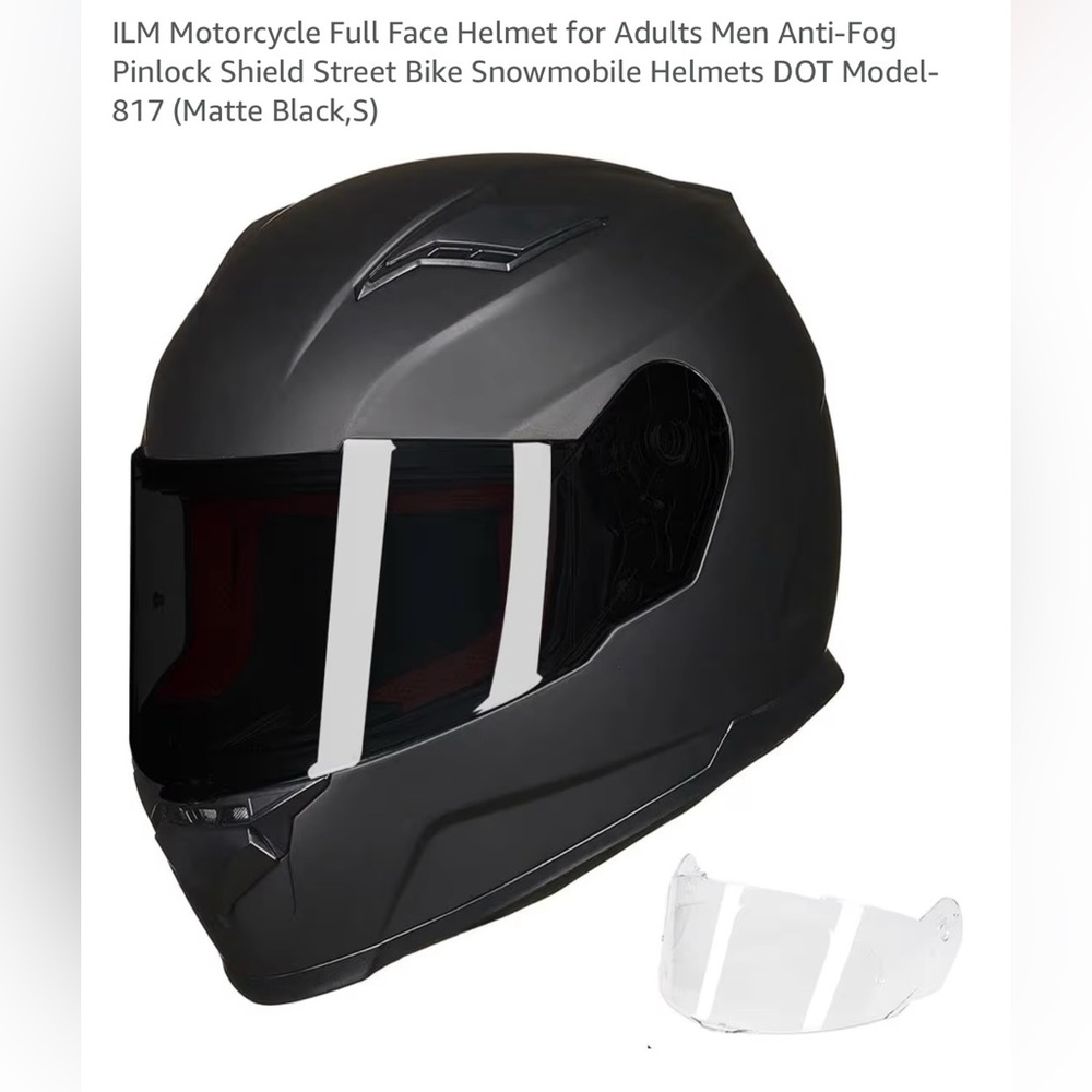 Matte Black Full-Face Motorcycle Helmet with Clear Visor